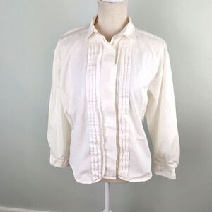 Carmichael And Jones Womes Long Sleeve Ruffle Hidden Button Top Size Small